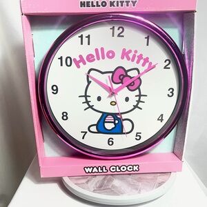Hello Kitty Wall Clock Pink Frame Sanrio Kids Room Decor 10in Cute